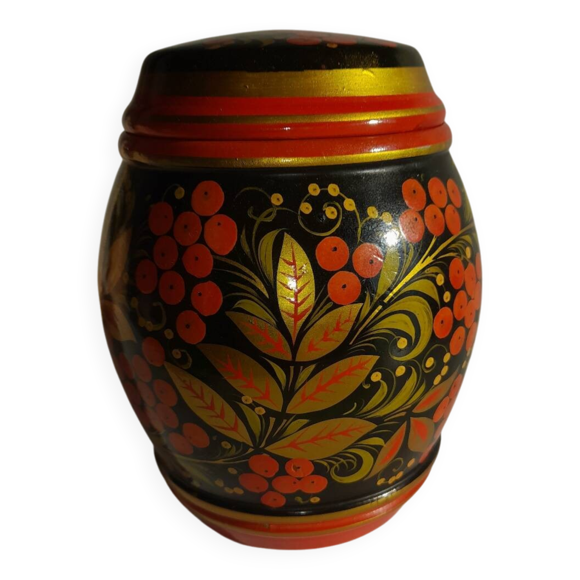 Russian khokhloma candy dish with lid