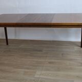 Vintage rectangular teak table with 130 cm dark legs and extension 1960 Sweden