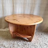 Round coffee table in solid pine - 1970s/80s
