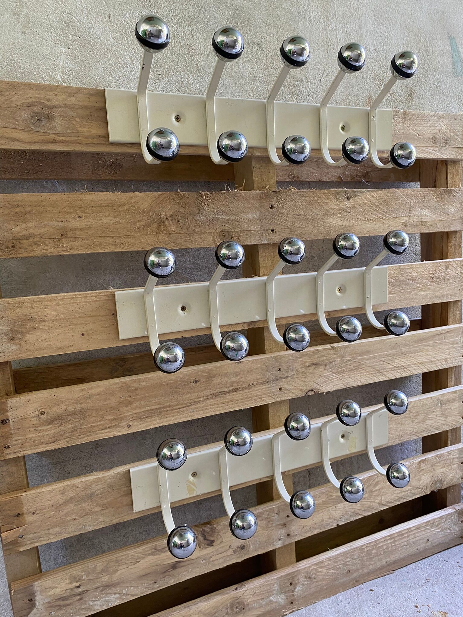 Vintage wall coat rack, Ten hooks, 70s