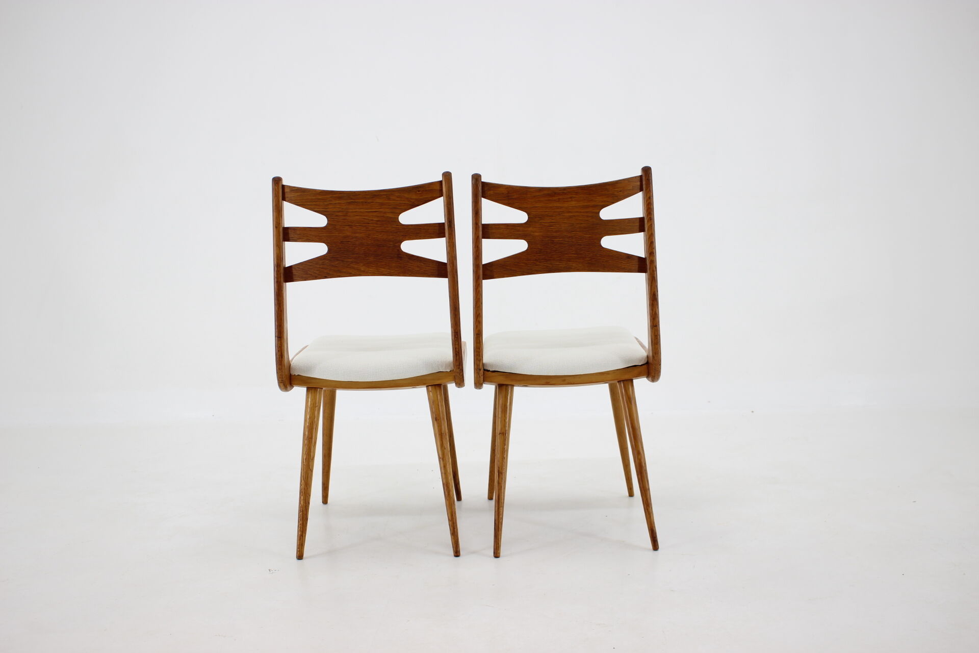 1960s Set of Six Rare Oak Dining Chairs, Czechoslovakia