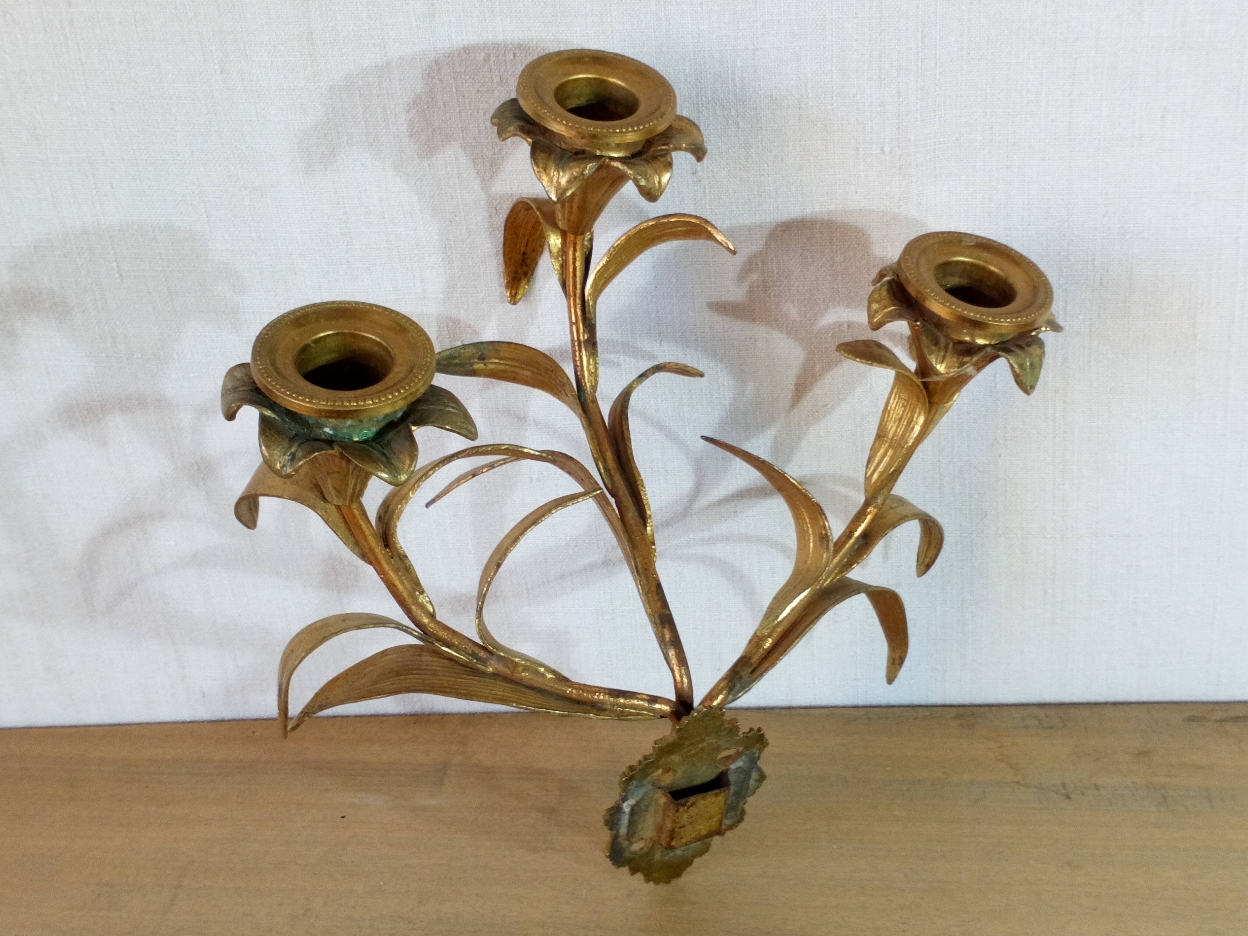 Candlestick wall light late 19th gilded bronze
