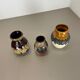 Set of 3 multi-color fat lava op art pottery vase made bay ceramics, germany