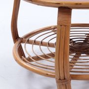 Vintage set of bamboo lounge armchairs and sofa with coffee table Paul Frankl, 1960s