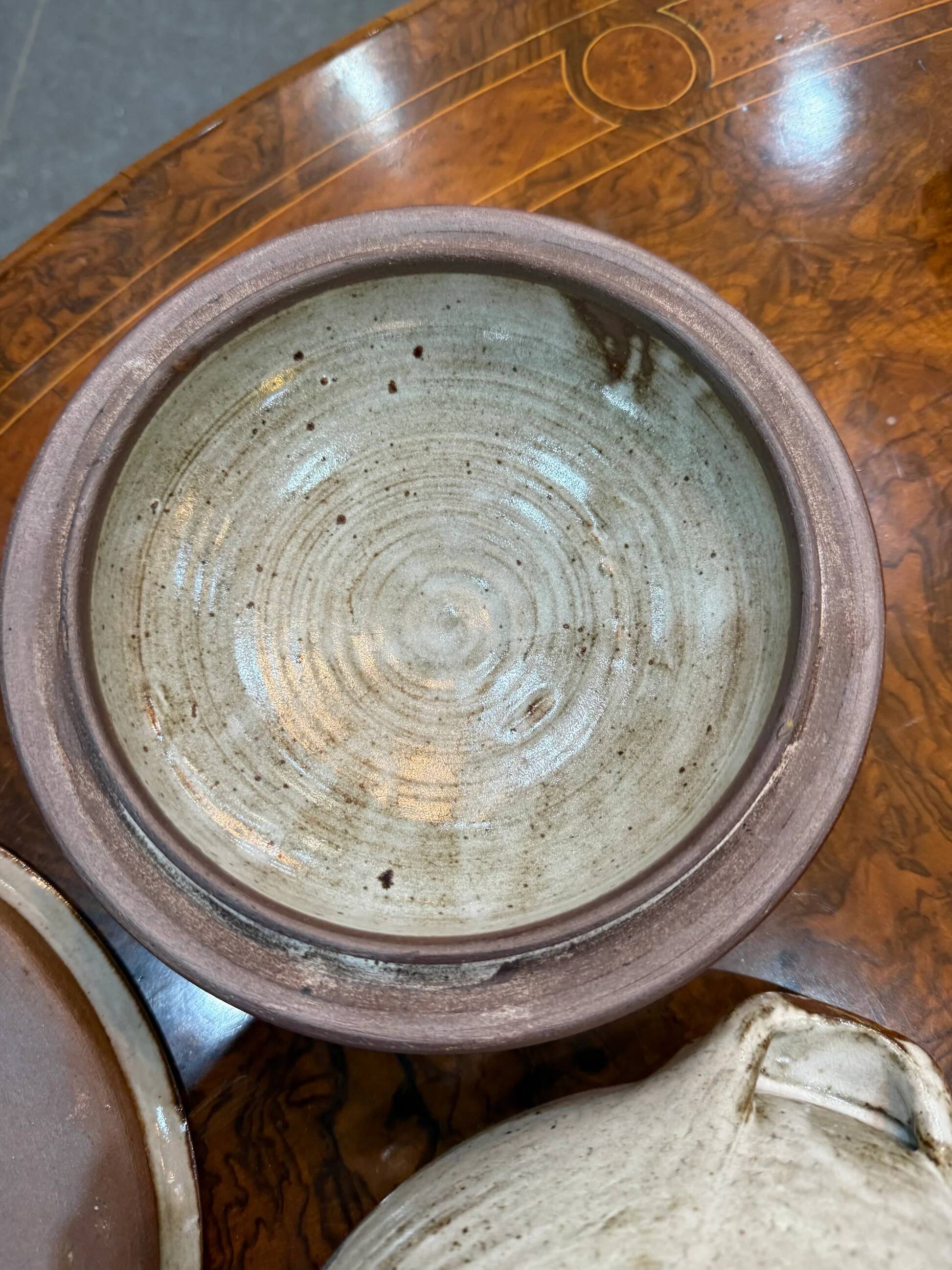 Glazed stoneware soup tureen with lid and plate – French workshop – 20th century