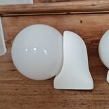 Pair of white opaline wall lamps
