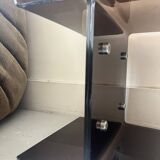 Smoked plexiglass side table/bedside table, M. Dumas for Roche Bobois 1970