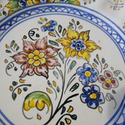 Decorative earthenware plate with floral Talavera decoration
