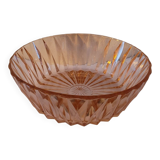 Art Deco pressed glass salad bowl in pink. 1930s–40s