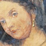 Pastel orientaliste, femme au turban, signé Wolff