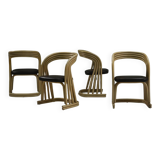 Set of 4 rattan dining chairs, 1980s Italy.