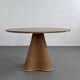 Italian design round table in wood and rattan