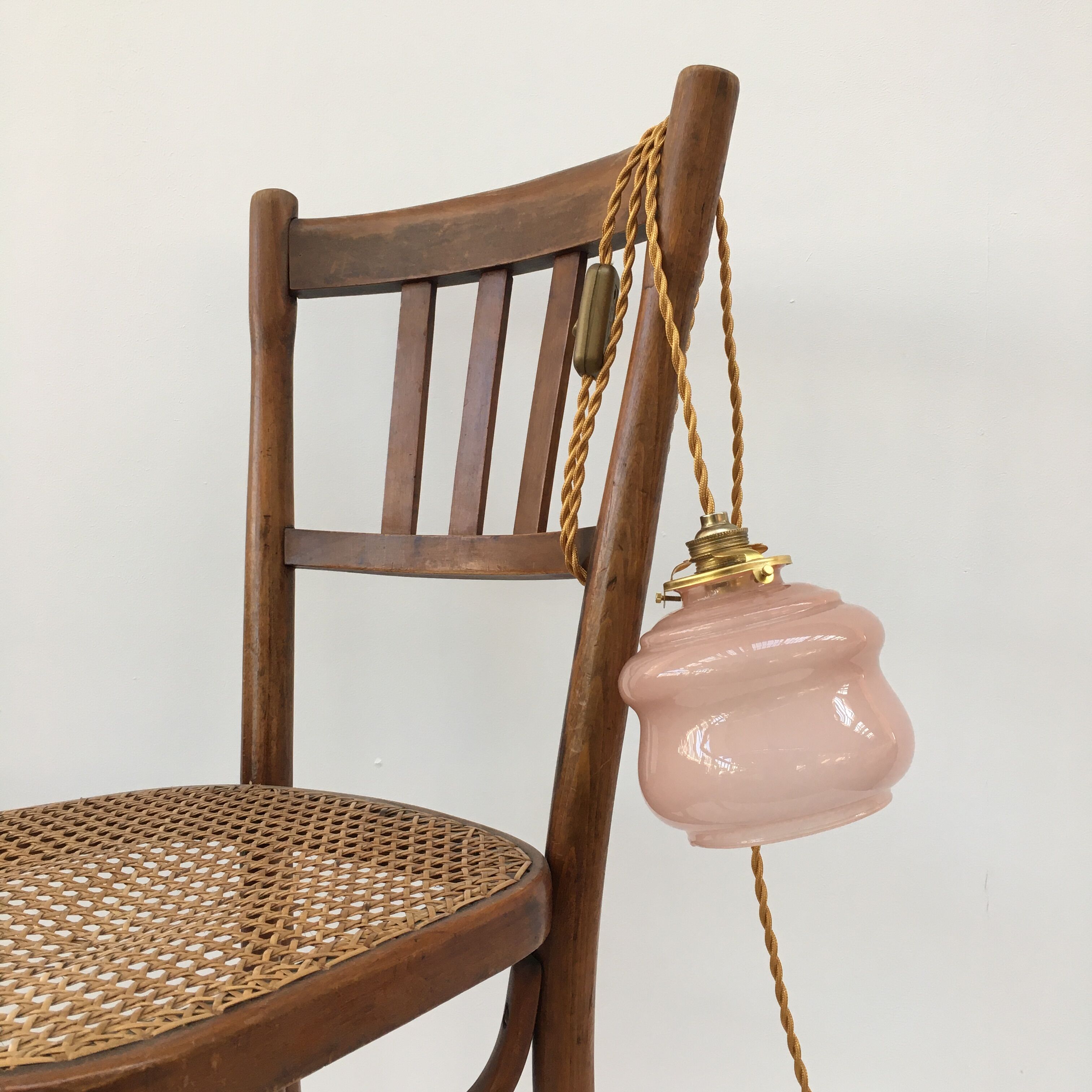 Pink glass walking lamp