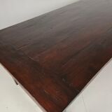 Large Spanish oak dining table with wrought iron bars – 20th century