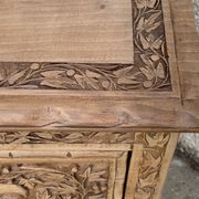 Commode vintage basse Padouk Massif sculpté 1950