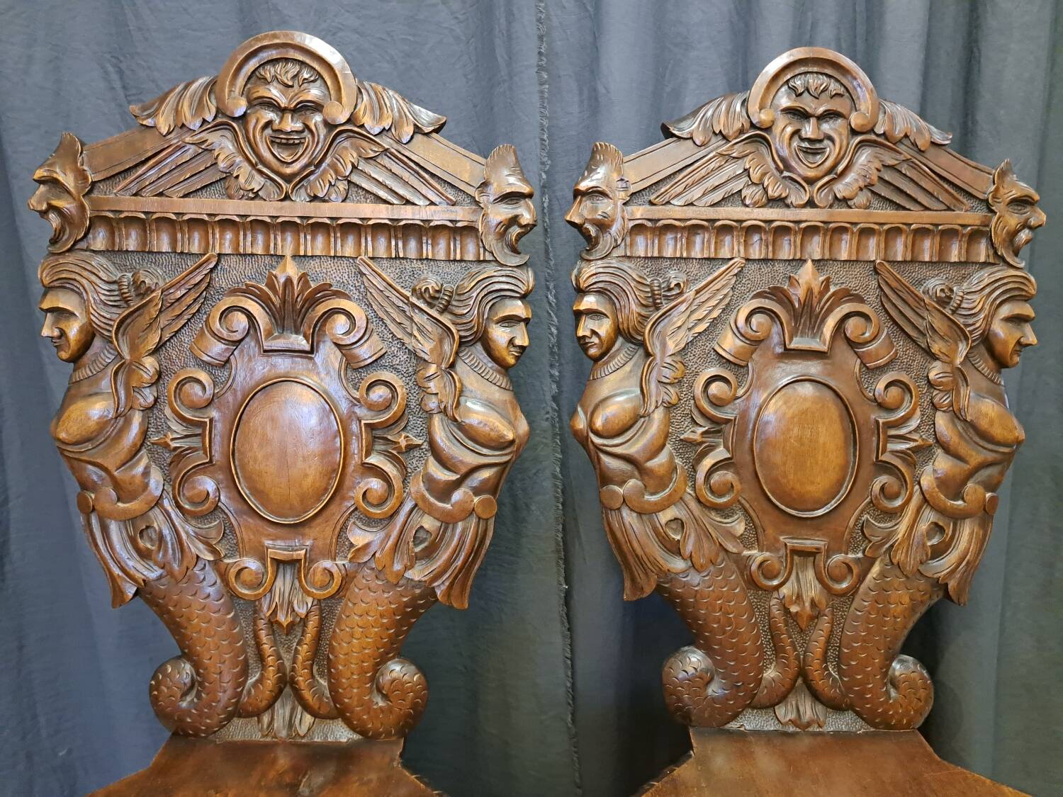 Pair of 19th century walnut stepladder chairs