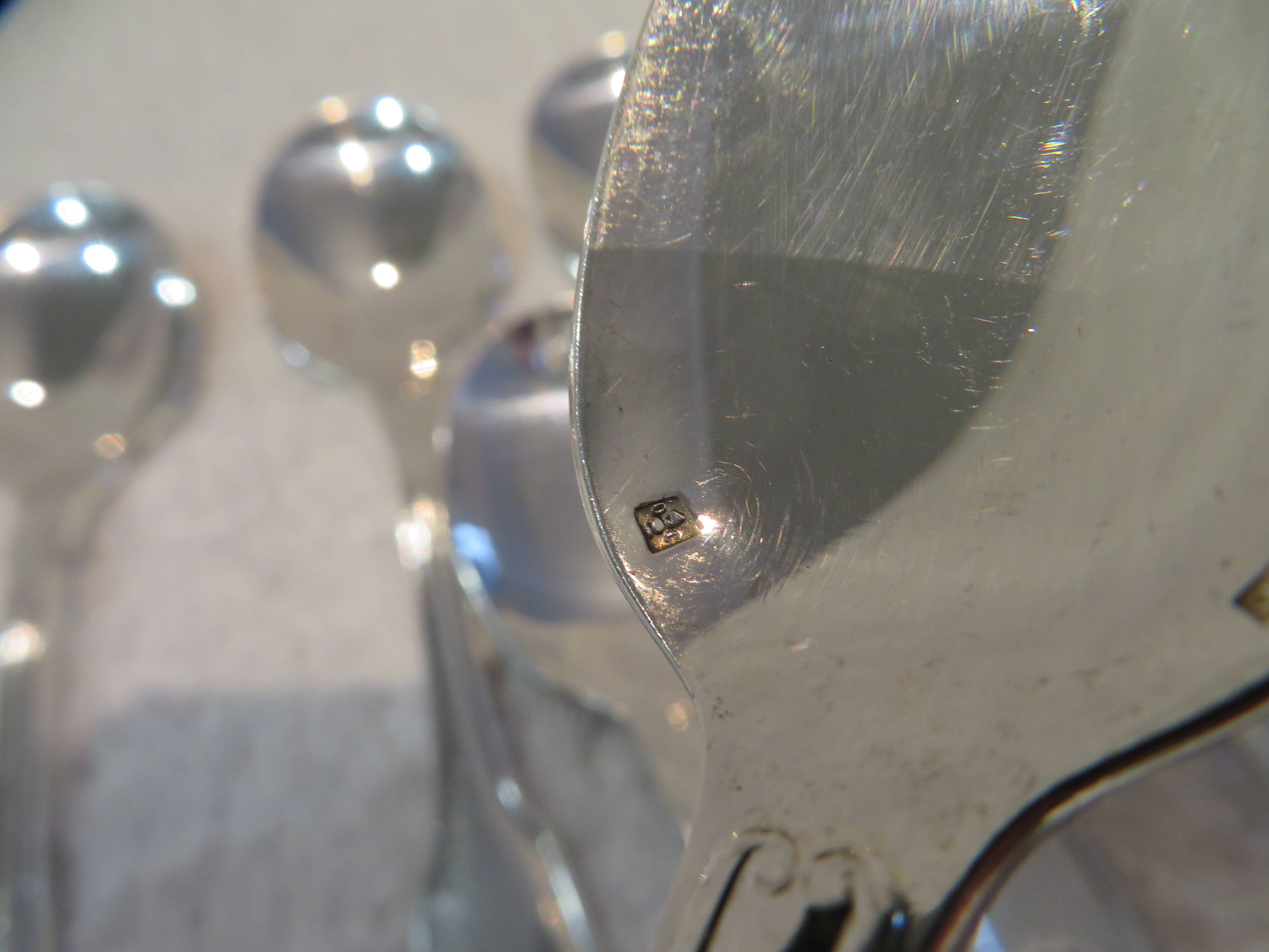 12 silver-plated ice cream scoops, Christofle Vendome model, 12.9 cm