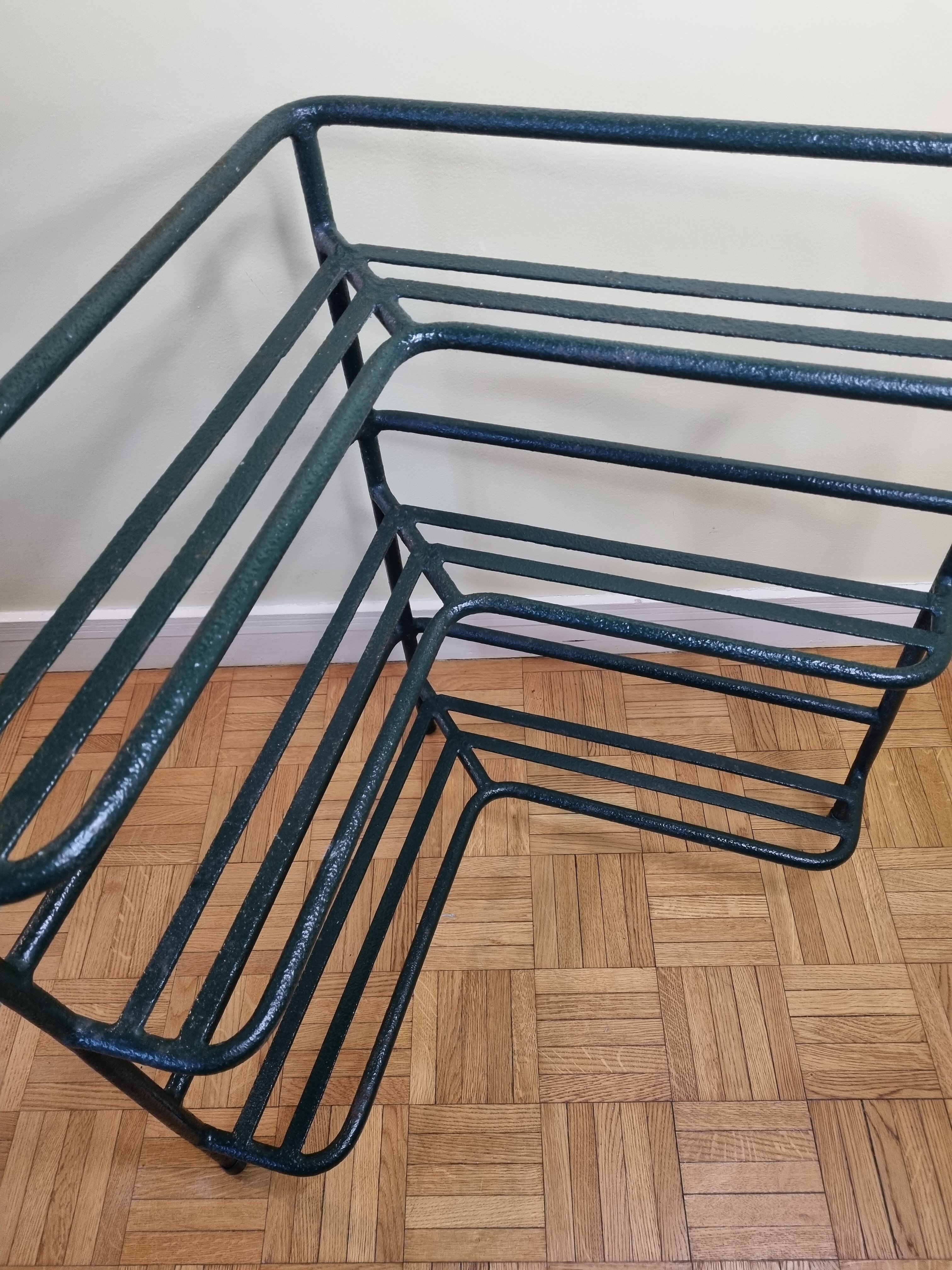 Welded tubular metal corner planter, three-storey, 70 cm