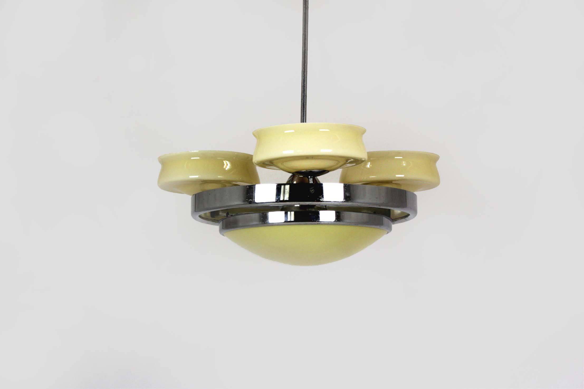 Bauhaus Chrome Chandelier from Zukov, 1940s