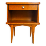 Scandinavian bedside table with compass legs in oak from the 50s and 60s
