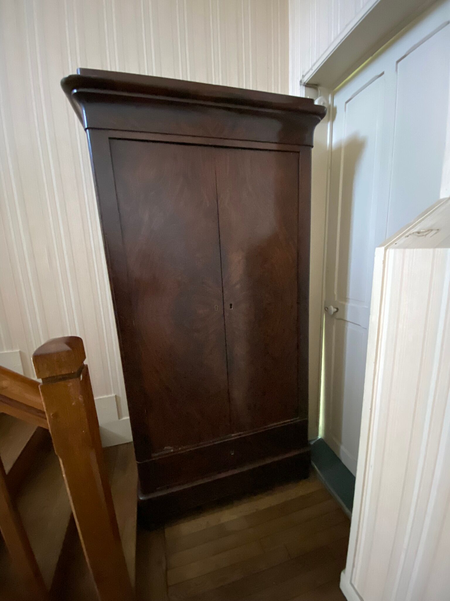 Vintage mahogany wardrobe with large low drawer