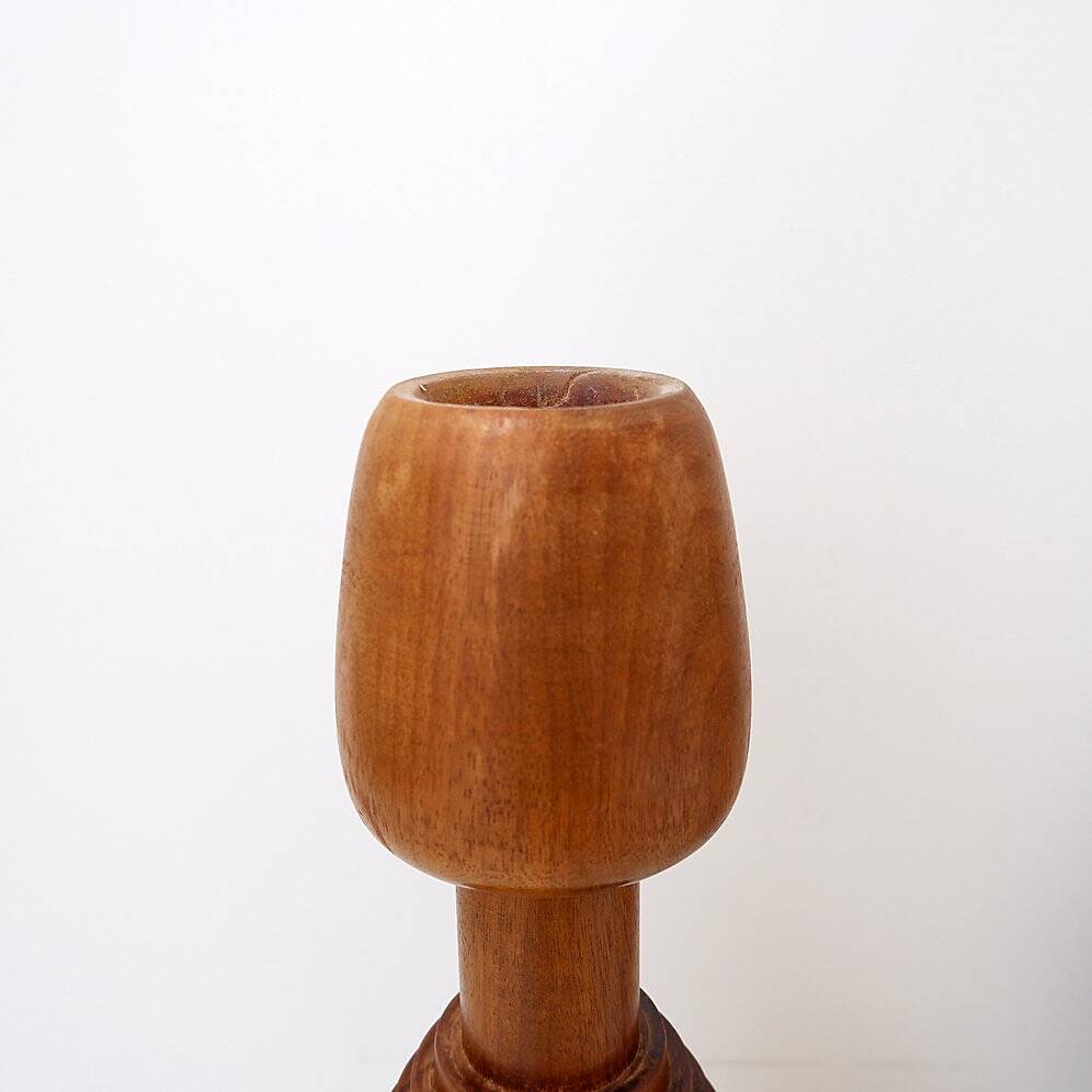 Large vintage turned wooden candlestick - 1960s
