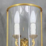 Lot de trois aplliques demi-lune en bronze doré & verre bombé