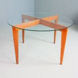 Gio Ponti Coffee Table for Isa Bergamo in oak with Round Cristal Top, 1957