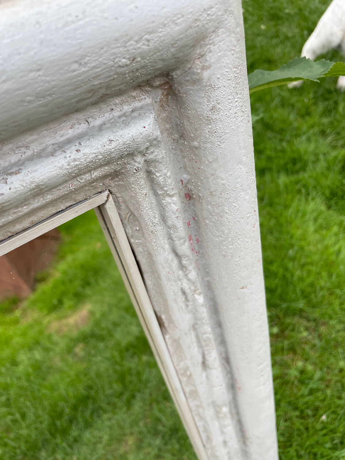 Putty gray wood mirror