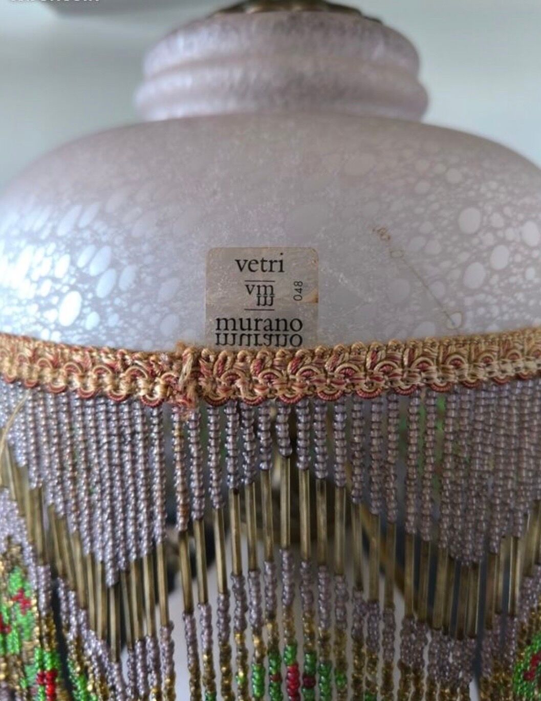 Lampe de table Vetri Murano VM 048, frange de perles Art Déco