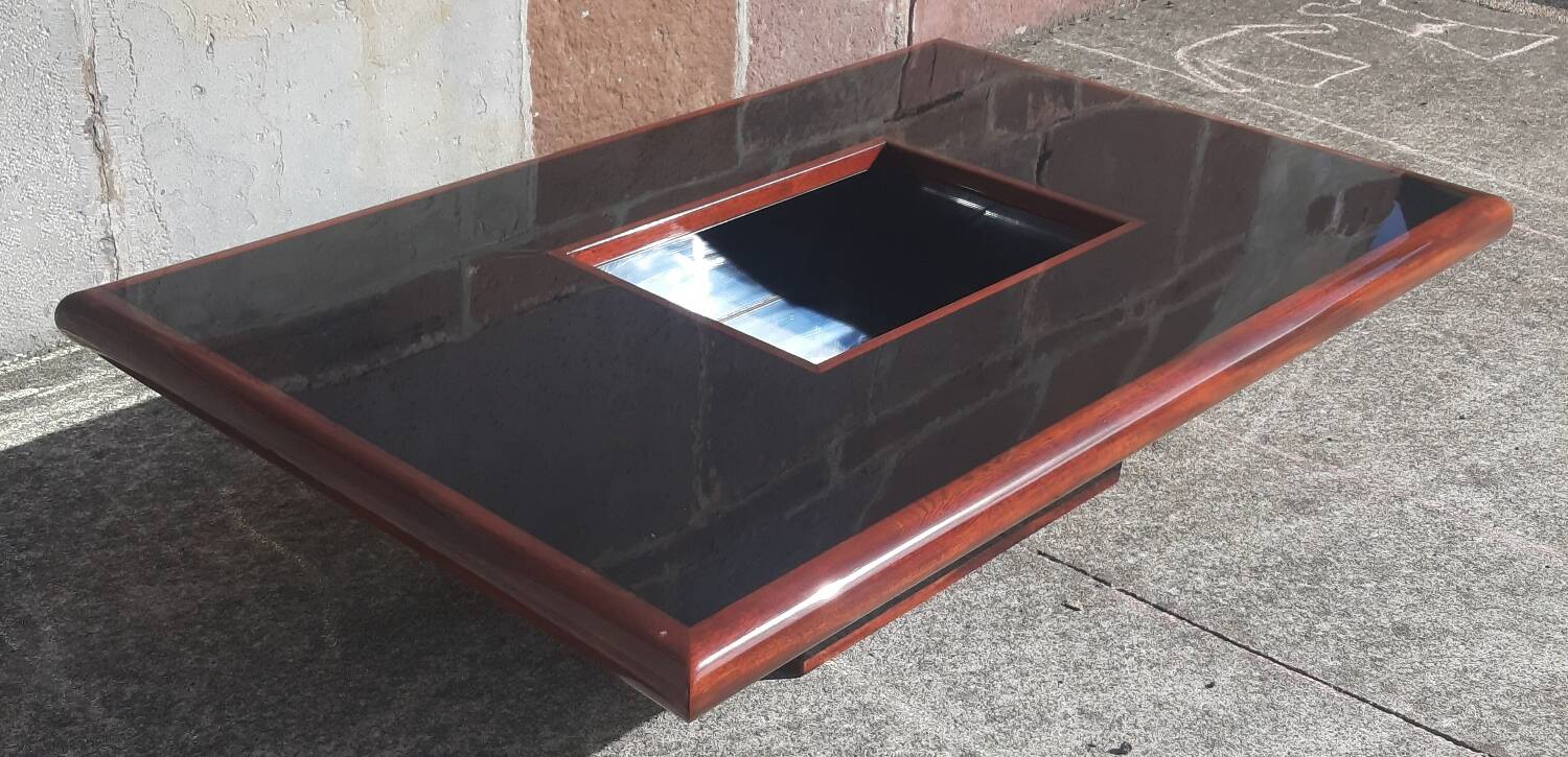 Signed coffee table (Jean Claude Mahey, 70s)