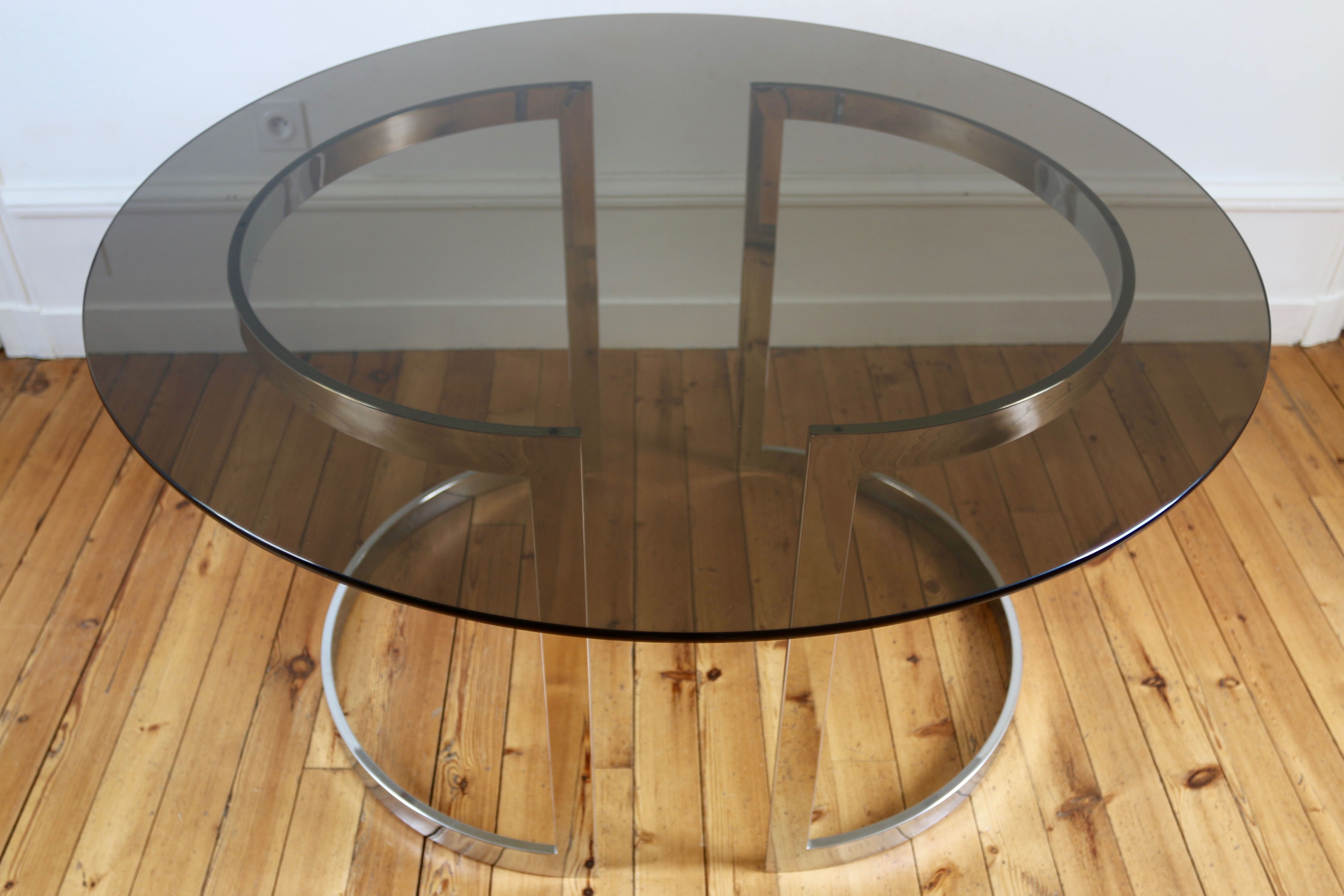 1970 glass and chrome Boris Tabacoffunfortunately Roche Bobois dining room table