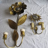 Brass sunflower sconces