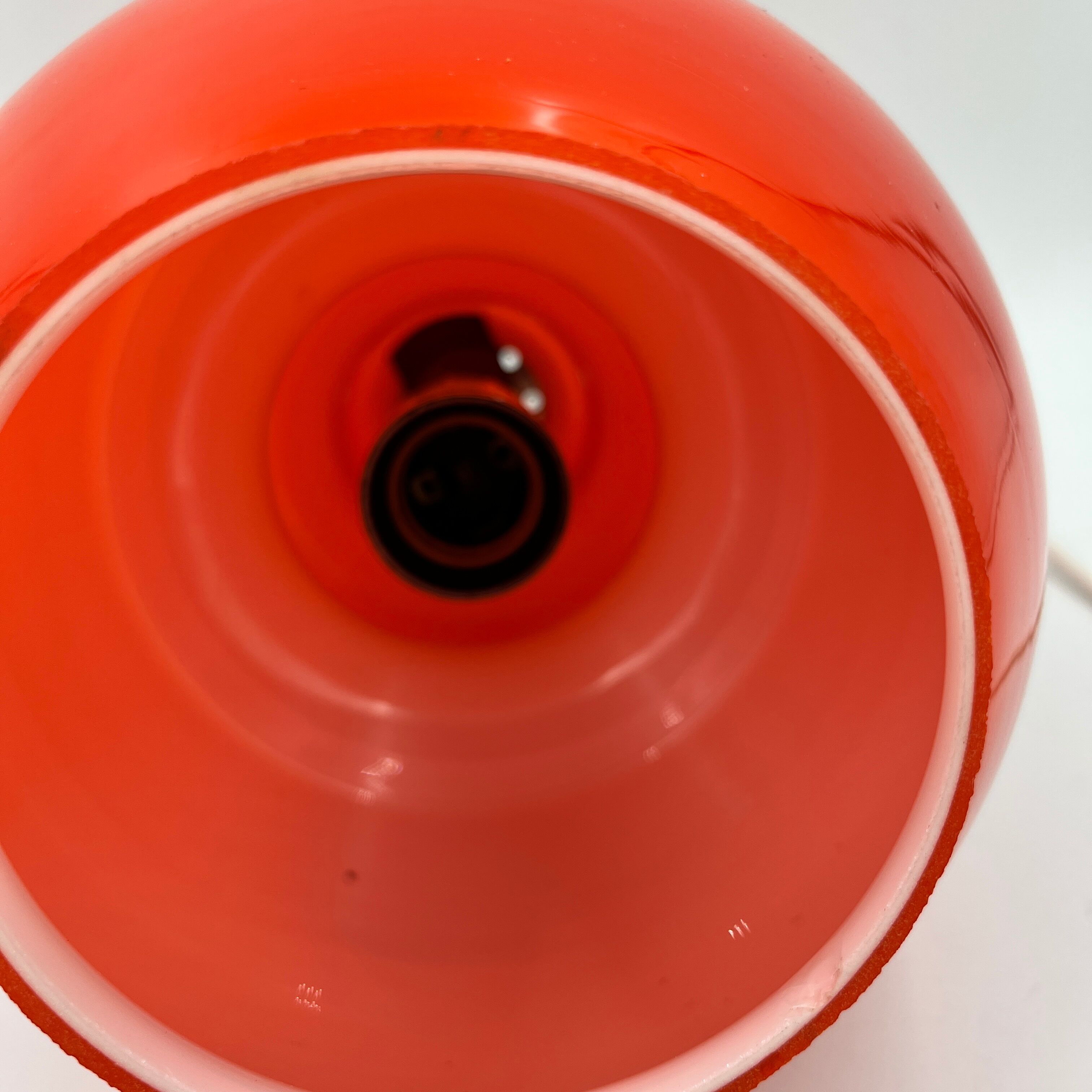 Orange opaline hanging lamp