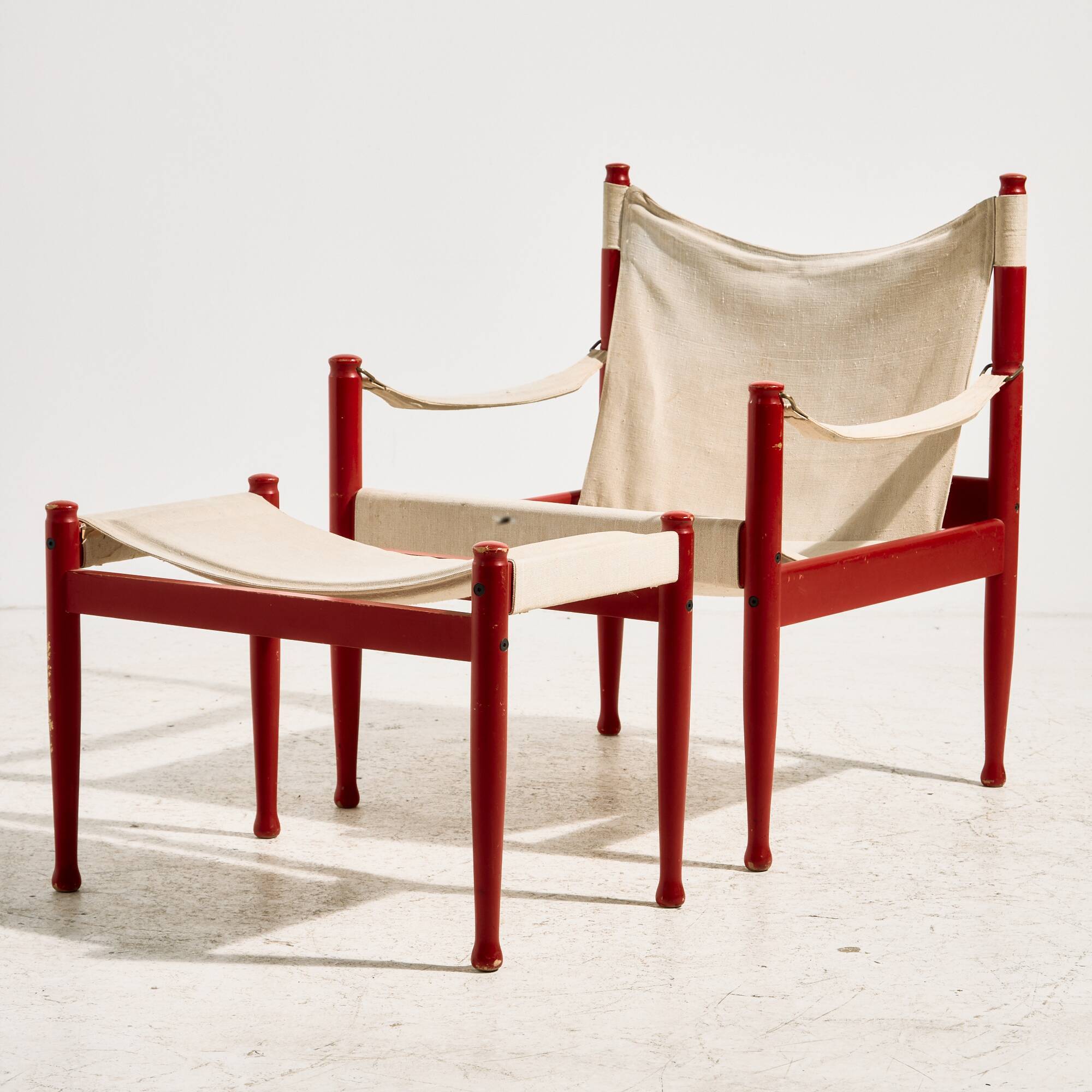 Safari lounge chair model 30 and ottoman by Erik Wørts for Niels Eilersen, set of 2.