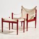 Safari lounge chair model 30 and ottoman by Erik Wørts for Niels Eilersen, set of 2.