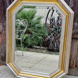 Octagonal mirror wood with frieze of oves, beveled mirror, 20s 66x86cm