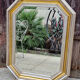 Octagonal mirror wood with frieze of oves, beveled mirror, 20s 66x86cm