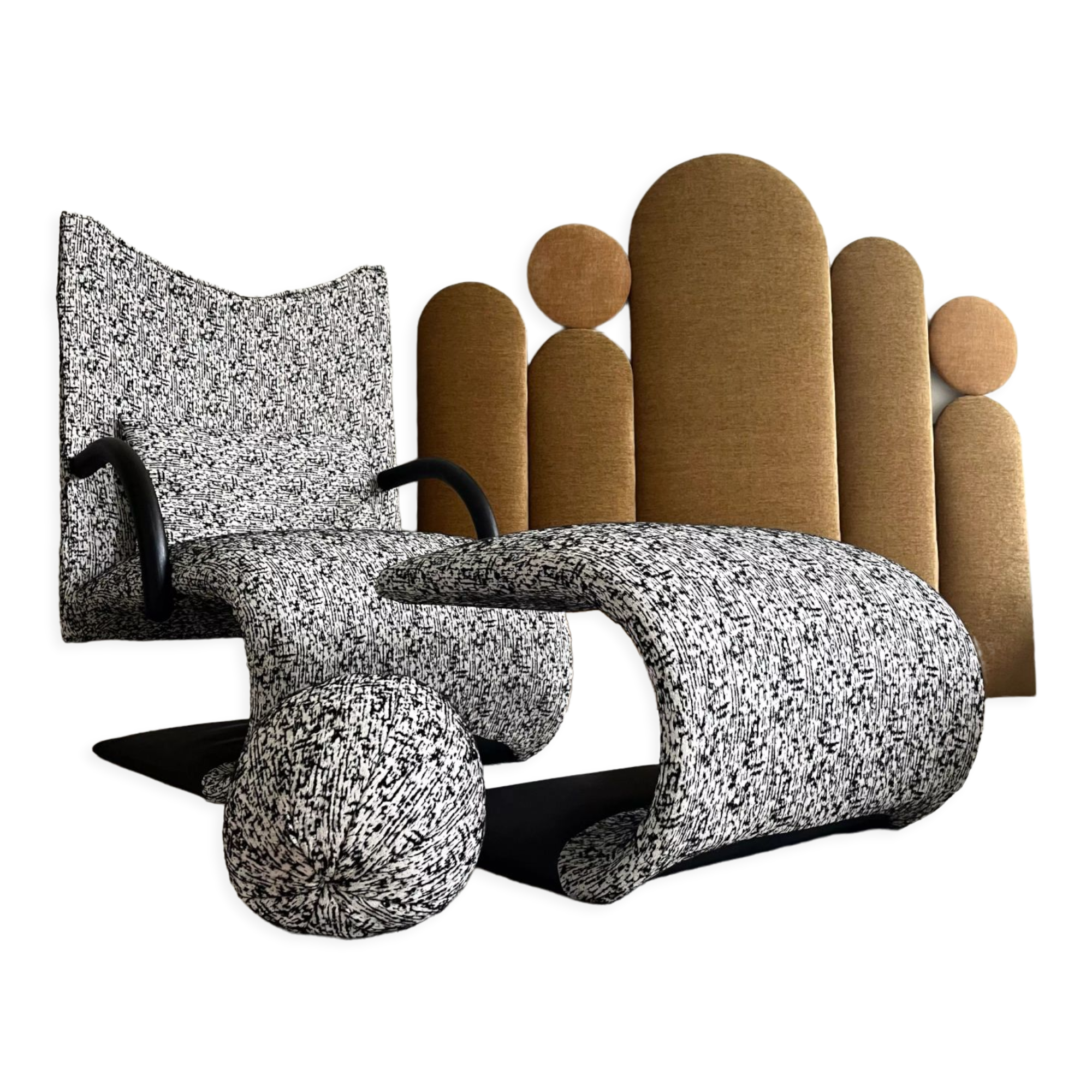 Armchair set and footrest vintage design line Roset Zen