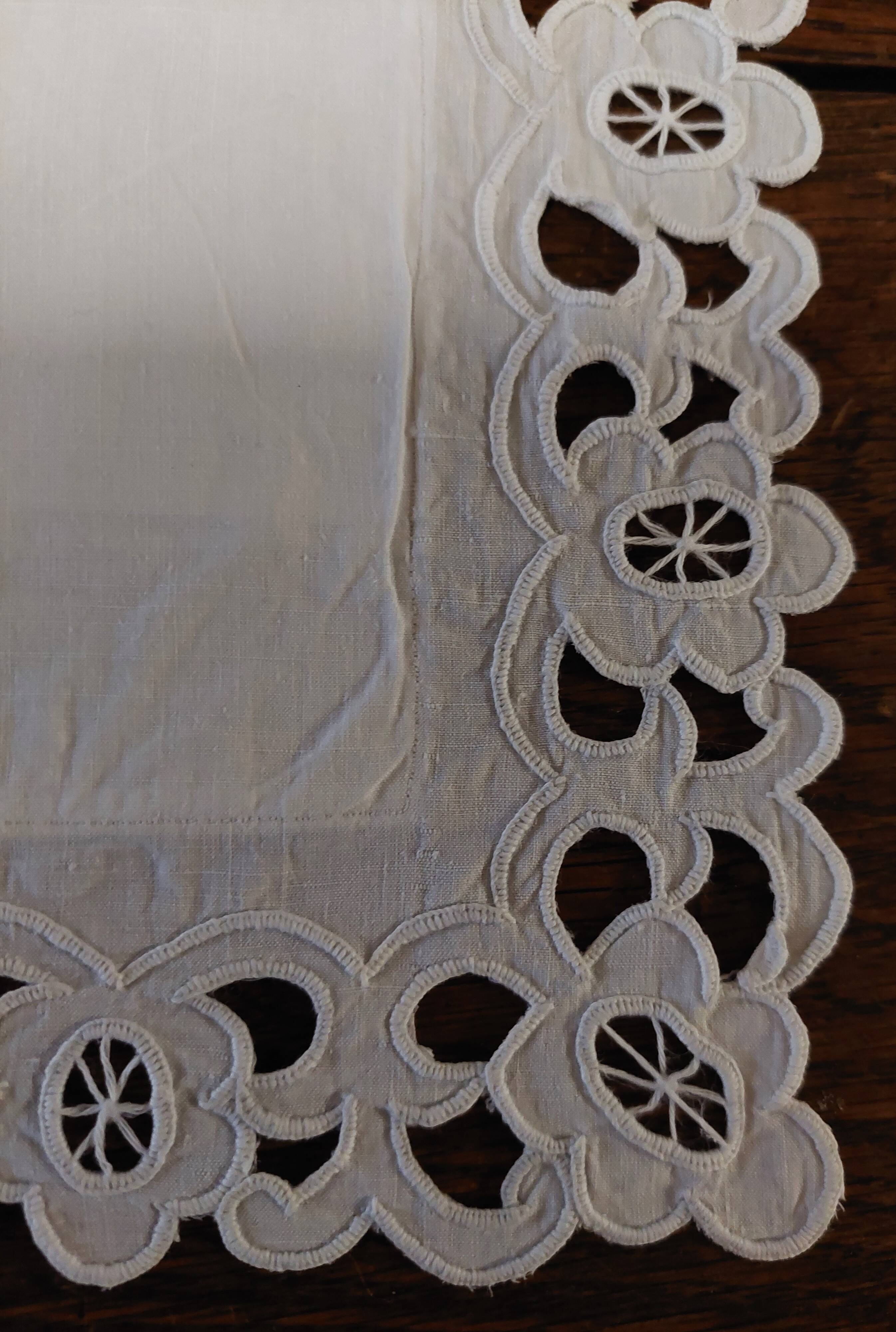 Old white cotton pillowcase 63 x 69 cm