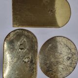 Set of three antique Moroccan brass mirrors, 32 cm