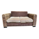 Exotic 2-seater sofa in woven banana tree / rattan and brown fabric.