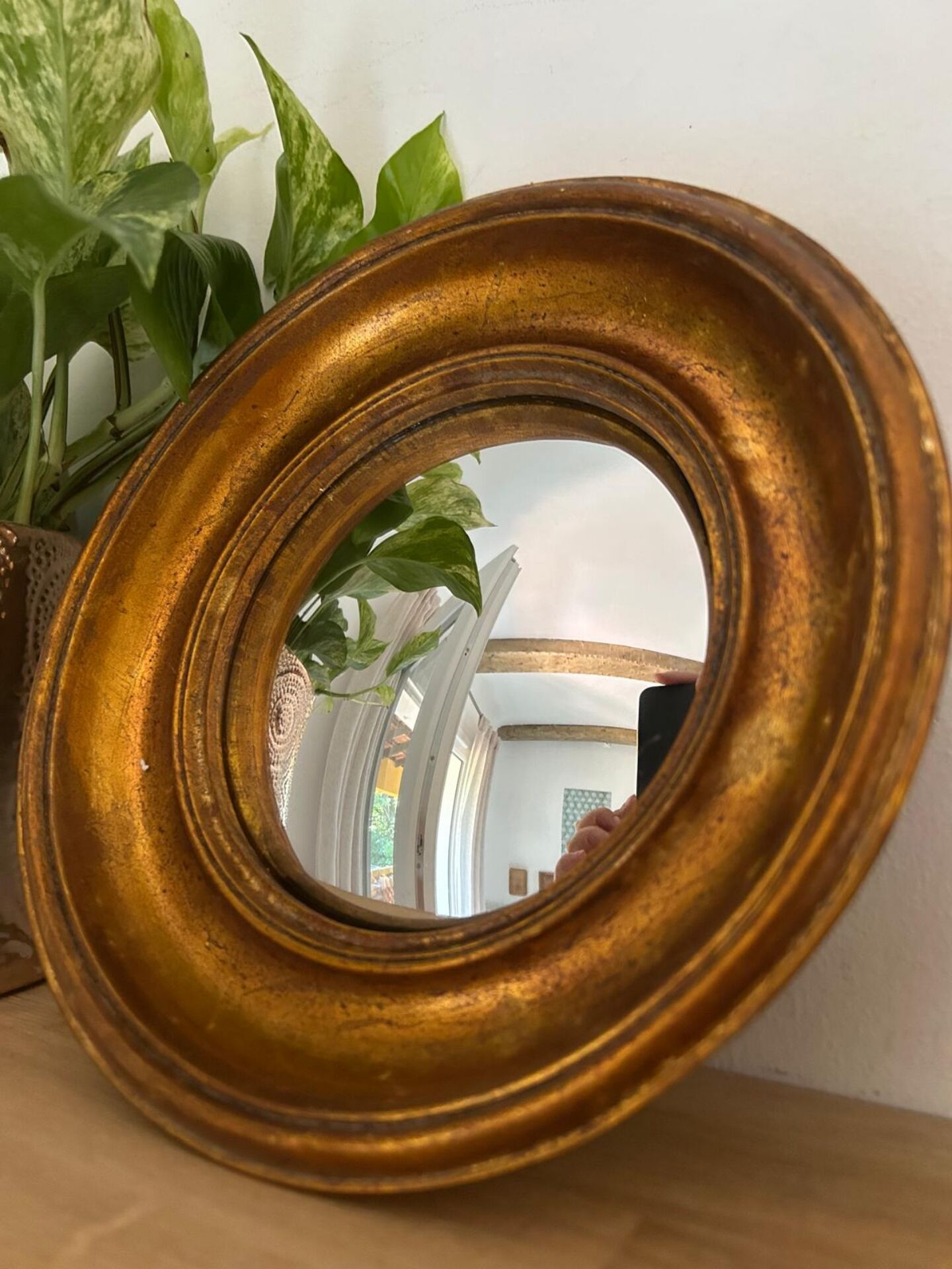 Miroir rond convexe doré miroir de sorcière