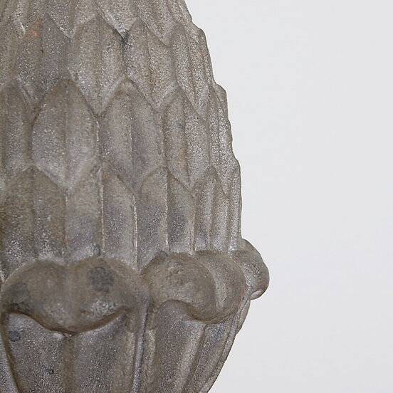 Vintage Decorative Cast Iron Pine Cone on Wooden Base