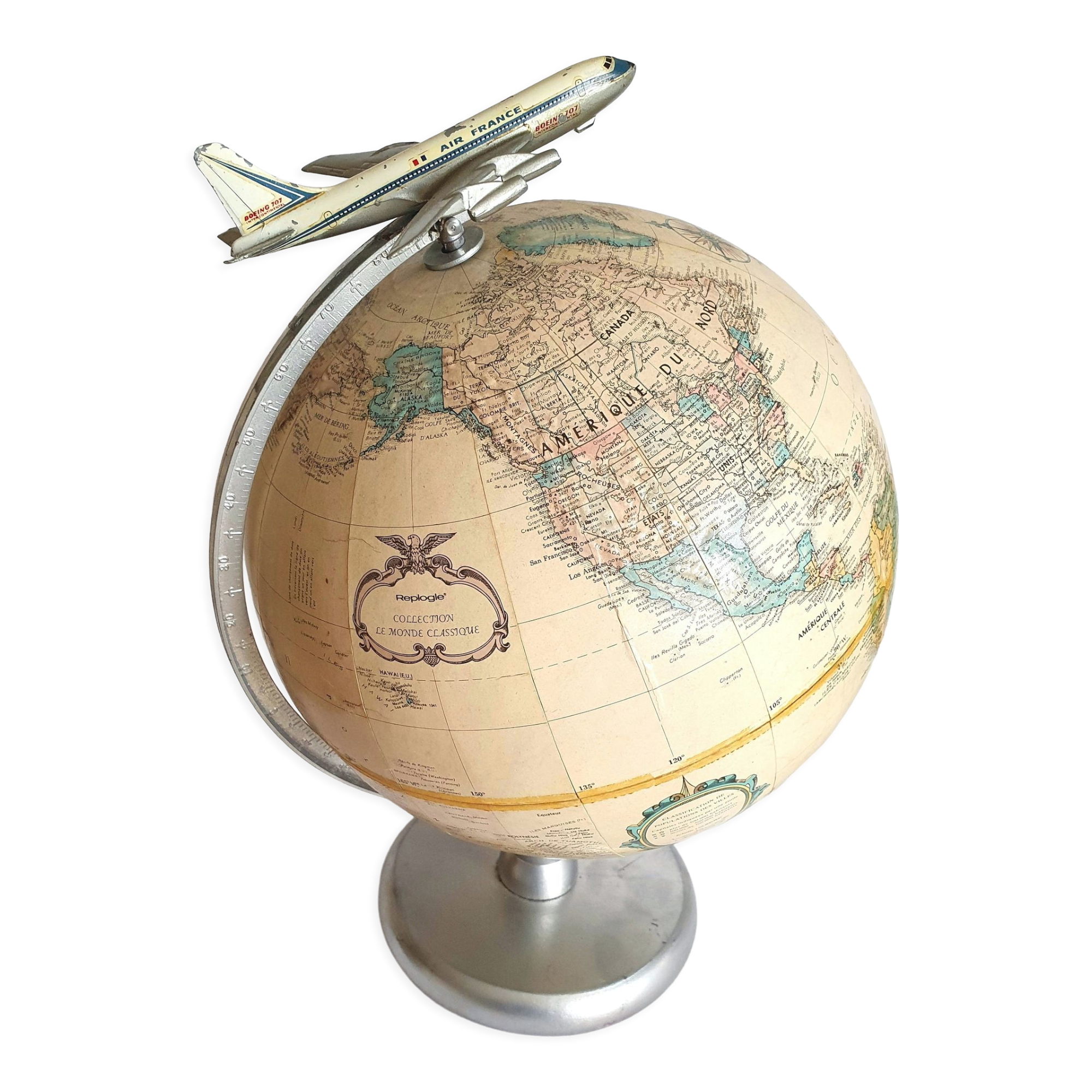 Globe map made in USA Boeing 707