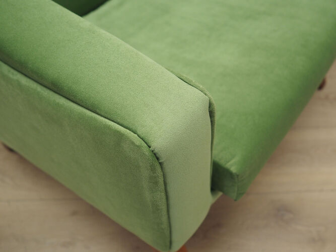 Fauteuil vert, design danois, années 1970, fabriqué au Danemark