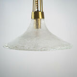 SINGLE LIGHT CHANDELIER EXPELS BRASS GLASS DESIGN 1970S VINTAGE MODERNARIATE