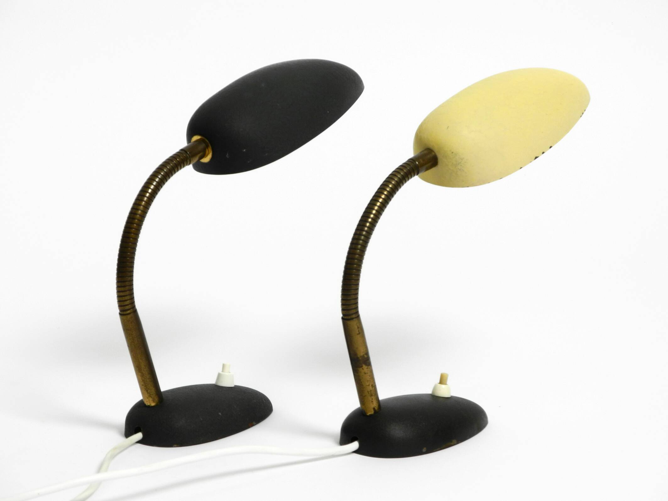 Pair of small 1950s metal table lamps with goosenecks by Gebrüder Cosack