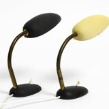 Pair of small 1950s metal table lamps with goosenecks by Gebrüder Cosack