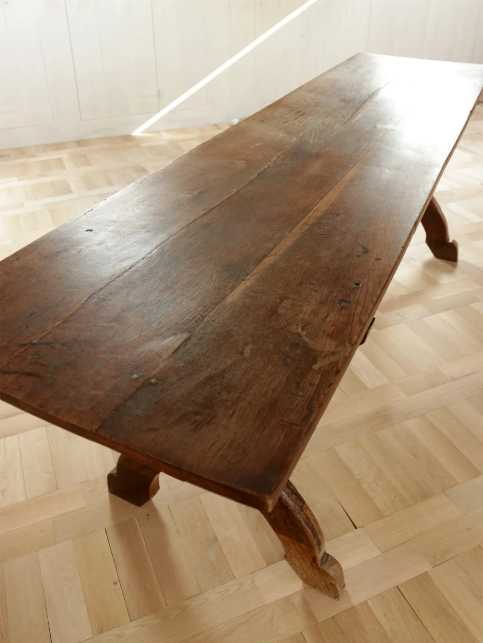 17th-century French oak refectory table / trestle table – 240 cm